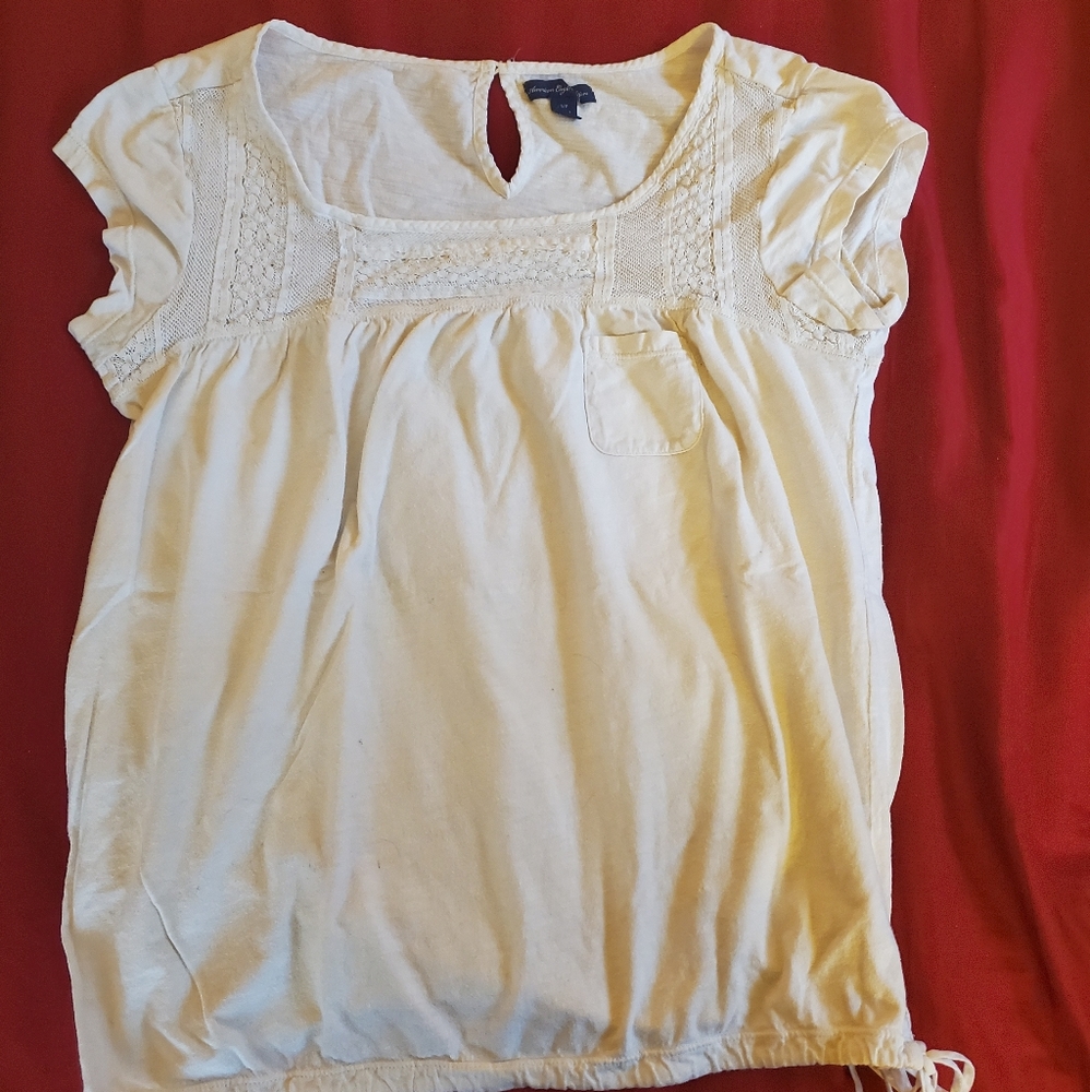 American Eagle cream blouse